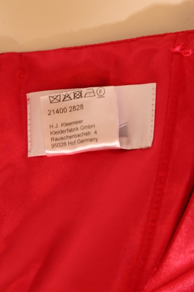 Second Hand hochgeschlossenes Chiffonkleid mit Spitze, rot - Dein Kleiderladen