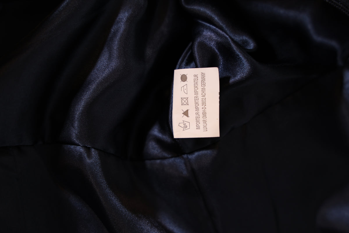 Second Hand elegantes Tüllabendkleid mit Spitze und ausgestelltem Rock, dunkelblau