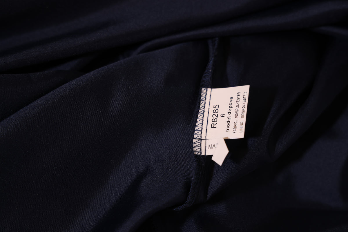 Second Hand Langes Kleid mit floraler Spitze, dunkelblau