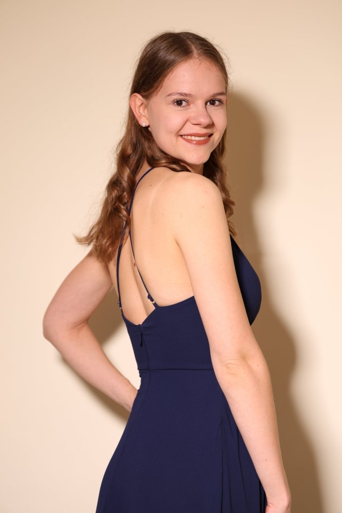 Abendkleid mit Schlitz & amerikanischem Ausschnitt, dunkelblau - Dein Kleiderladen