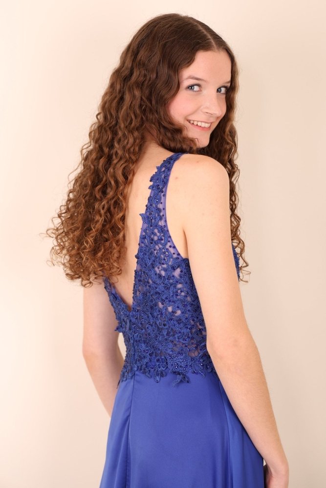 Abendkleid mit Spitze, königsblau - Dein Kleiderladen