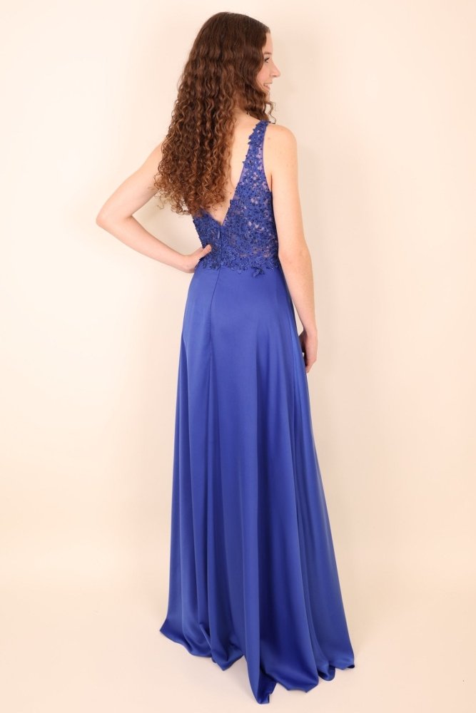Abendkleid mit Spitze, königsblau - Dein Kleiderladen