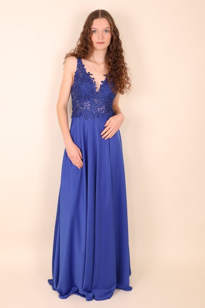 Abendkleid mit Spitze, königsblau - Dein Kleiderladen