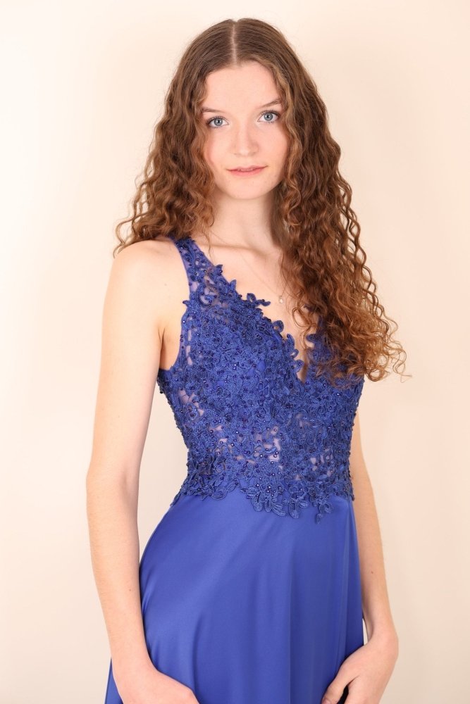 Abendkleid mit Spitze, königsblau - Dein Kleiderladen