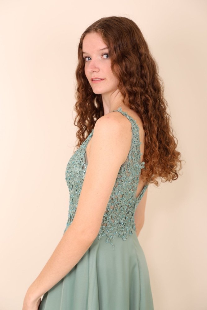 Abendkleid mit Spitze, mint - Dein Kleiderladen