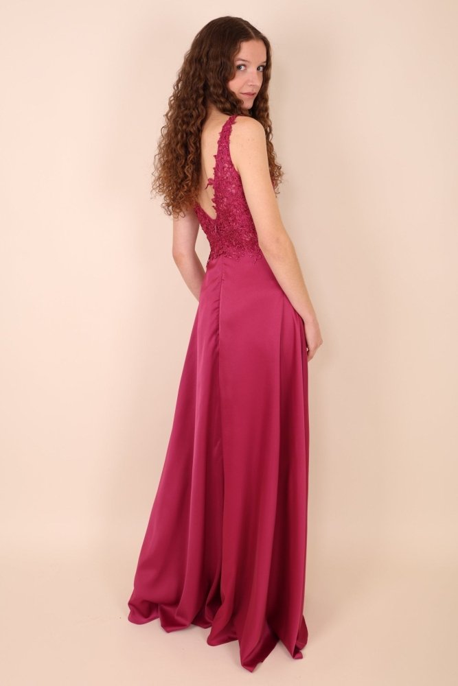 Abendkleid mit Spitze, pink - Dein Kleiderladen