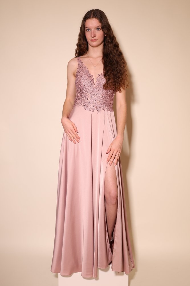 Abendkleid mit Spitze, rosa - Dein Kleiderladen