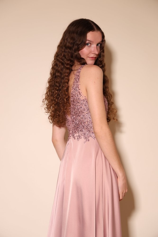 Abendkleid mit Spitze, rosa - Dein Kleiderladen