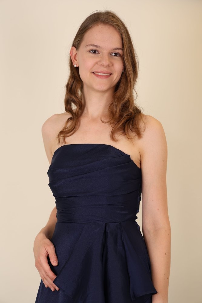 Abendkleid mit variablen Trägern, Volants und Schlitz, dunkelblau - Dein Kleiderladen
