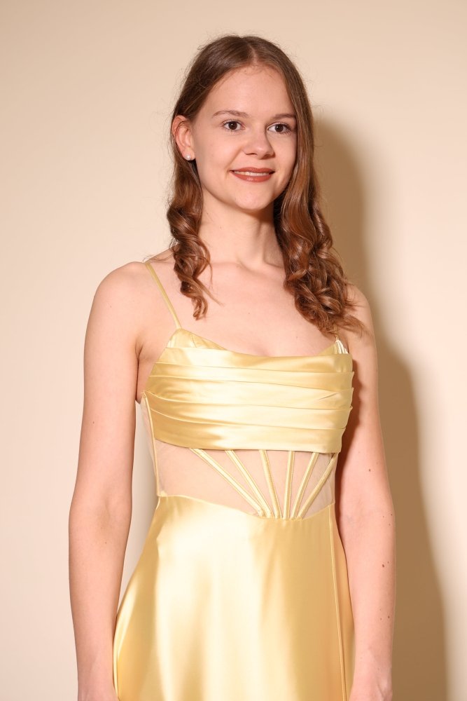 Ballkleid - Abendkleid mit Schnürung, buttergelb - Dein Kleiderladen