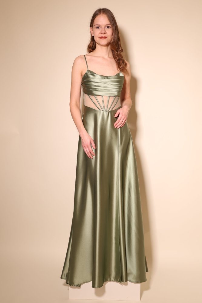 Ballkleid - Abendkleid mit Schnürung, oliv - Dein Kleiderladen