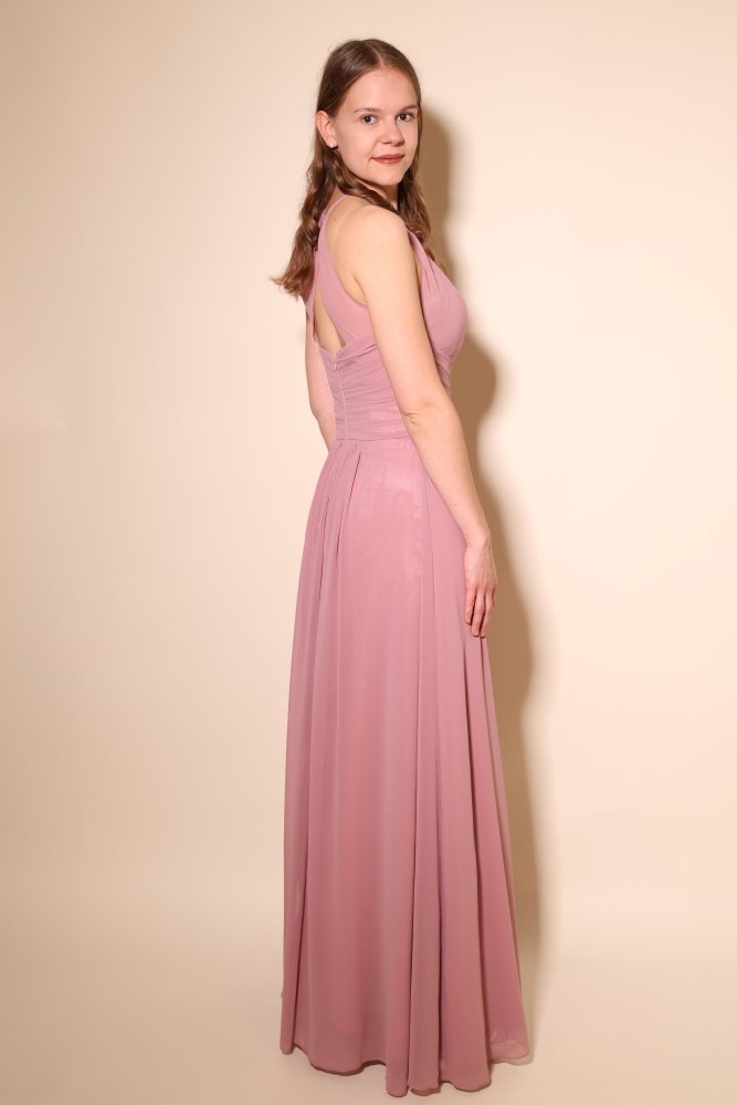 Ballkleid mit elegantem, hochgeschlossenem Ausschnitt, altrosa - Dein Kleiderladen