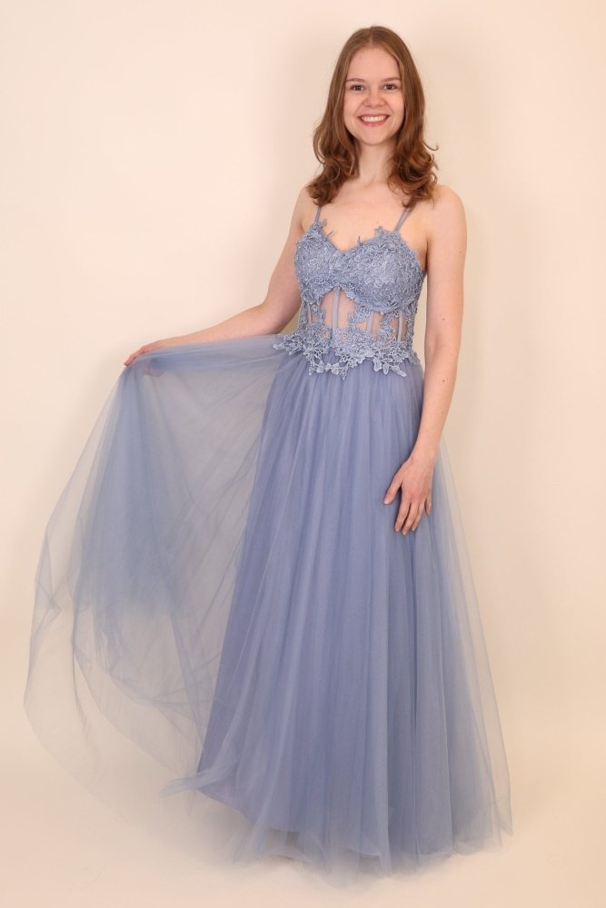 Ballkleid mit Tüll, blau - Dein Kleiderladen