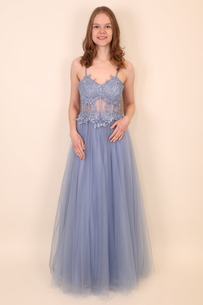 Ballkleid mit Tüll, blau - Dein Kleiderladen