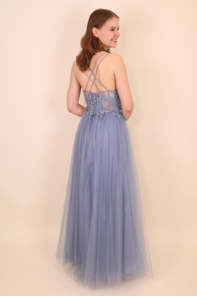 Ballkleid mit Tüll, blau - Dein Kleiderladen