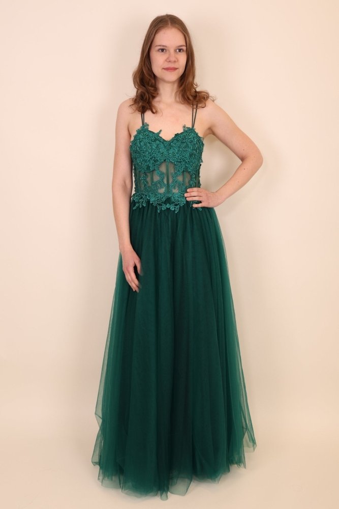 Ballkleid mit Tüll, dunkelgrün - Dein Kleiderladen