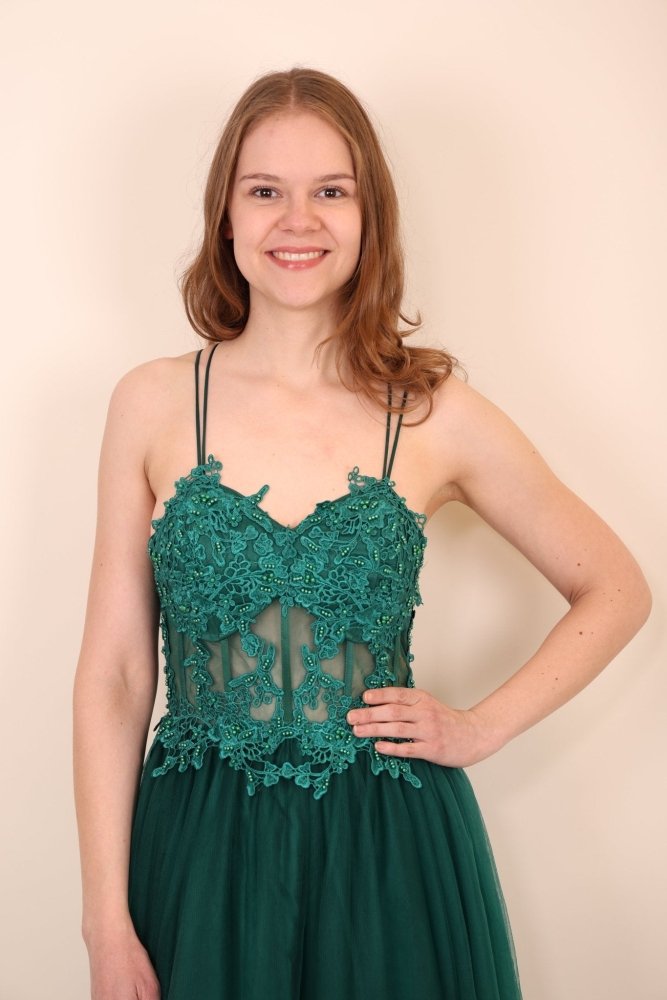 Ballkleid mit Tüll, dunkelgrün - Dein Kleiderladen