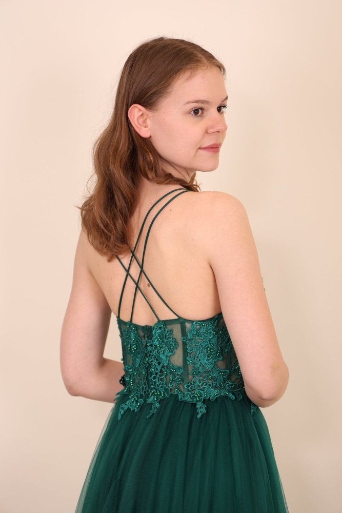 Ballkleid mit Tüll, dunkelgrün - Dein Kleiderladen