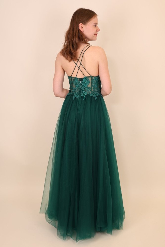 Ballkleid mit Tüll, dunkelgrün - Dein Kleiderladen