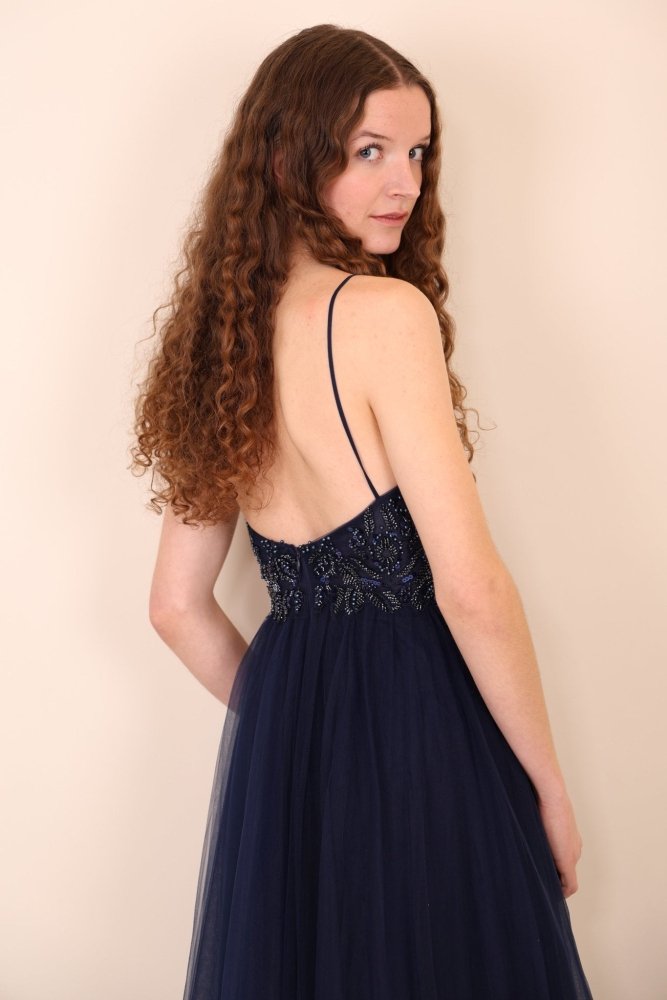 Ballkleid - Pompöses Tüllkleid mit feiner Bestickung, marineblau - Dein Kleiderladen