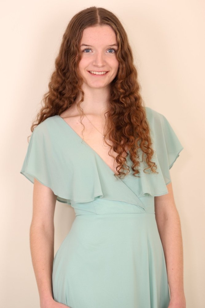 Chiffon - Abendkleid mit V - Ausschnitt & kurzen Ärmeln, mint - Dein Kleiderladen