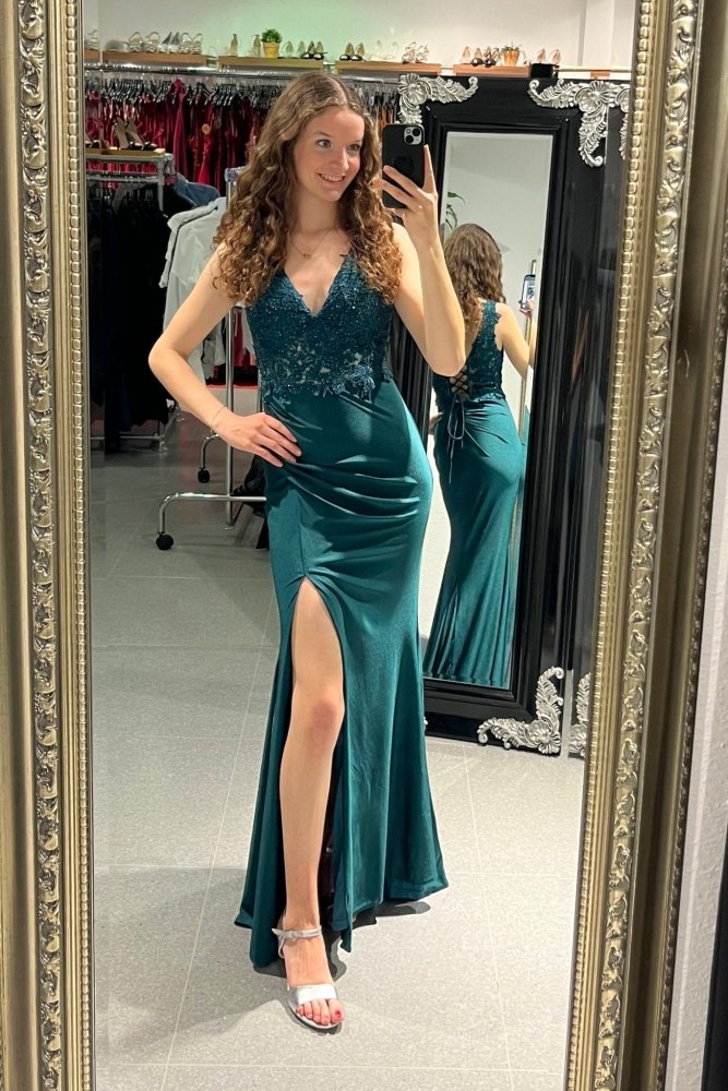 enganliegendes Abendkleid, dunkelgrün - Dein Kleiderladen