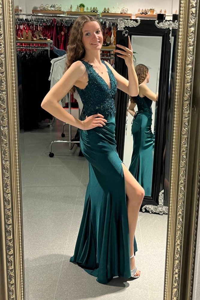 enganliegendes Abendkleid, dunkelgrün - Dein Kleiderladen