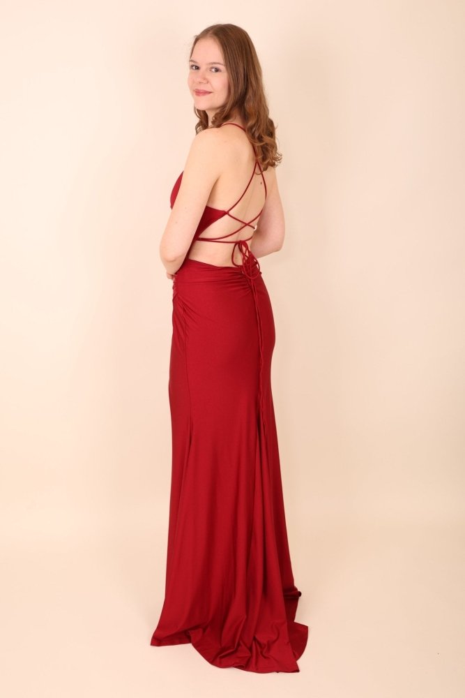 enganliegendes Ballkleid, dunkelrot - Dein Kleiderladen