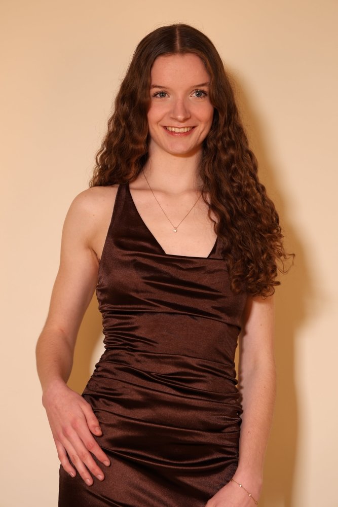 enganliegendes Satin - Abendkleid mit Wasserfallausschnitt und Schnürung, braun - Dein Kleiderladen