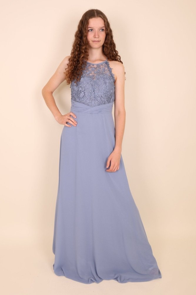 hochgeschlossenes Abendkleid, hellblau - Dein Kleiderladen