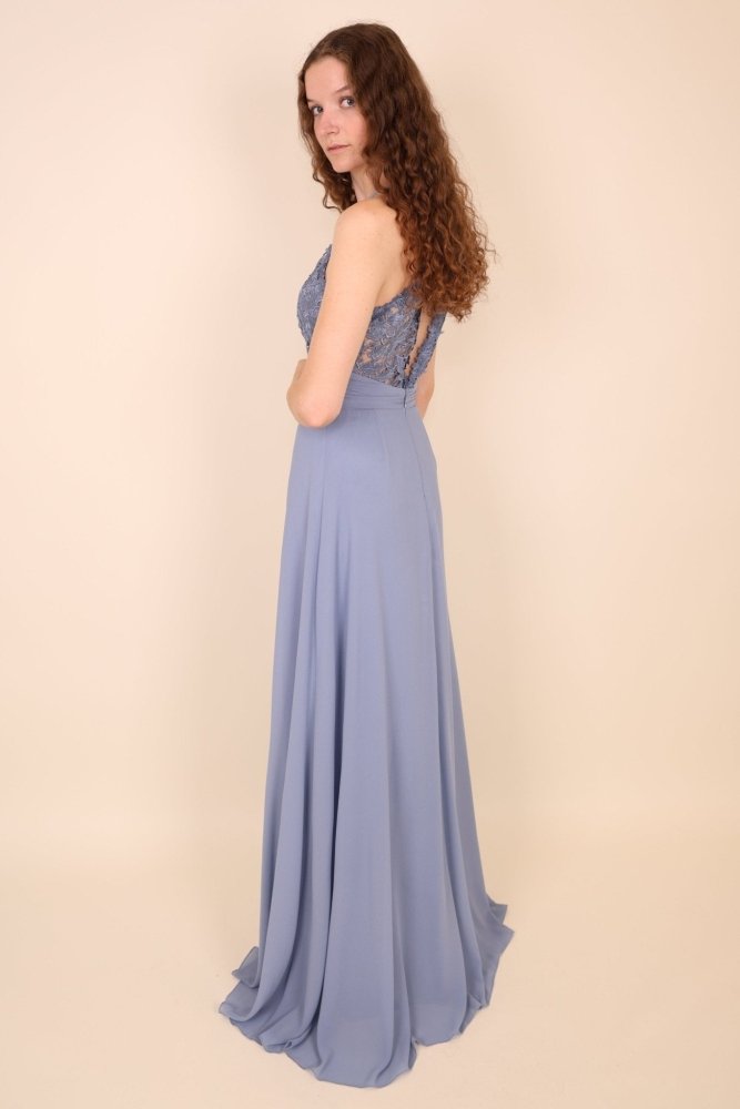 hochgeschlossenes Abendkleid, hellblau - Dein Kleiderladen