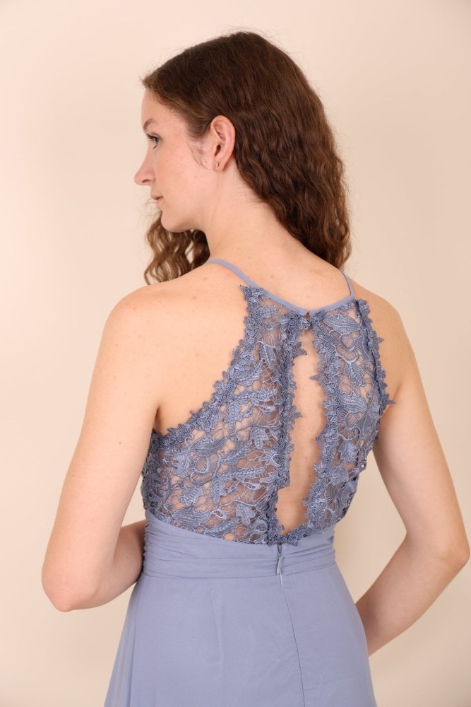 hochgeschlossenes Abendkleid, hellblau - Dein Kleiderladen