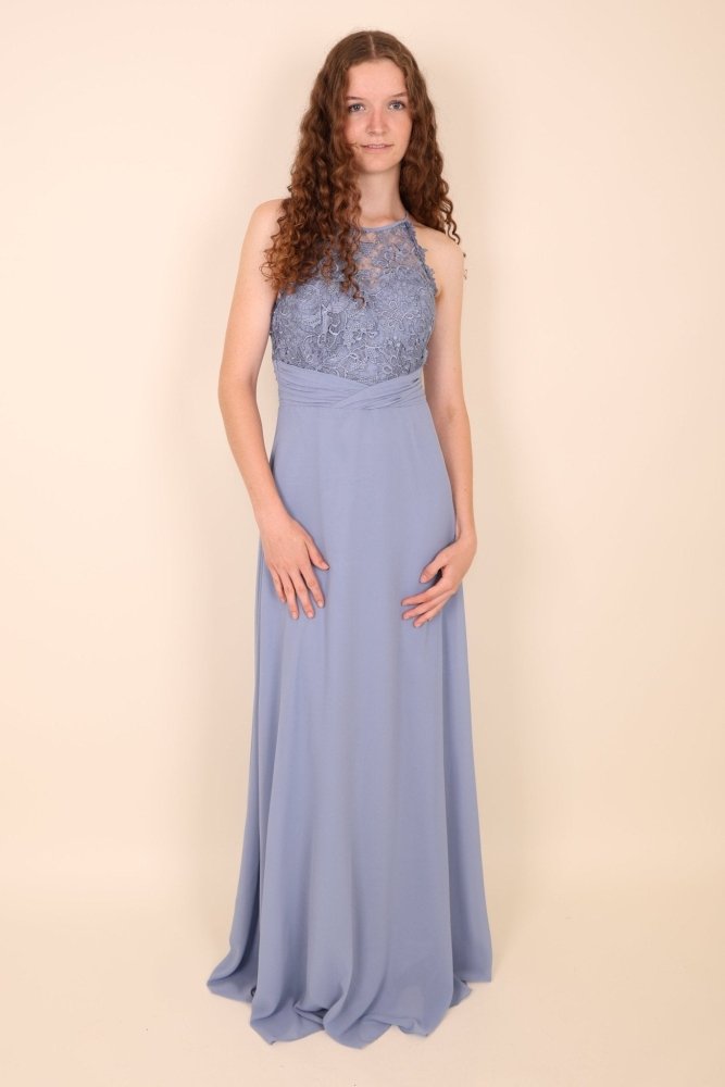 hochgeschlossenes Abendkleid, hellblau - Dein Kleiderladen