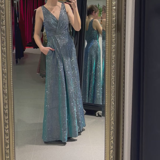 Langes, elegantes Moonlight Kleid, blau - Dein Kleiderladen