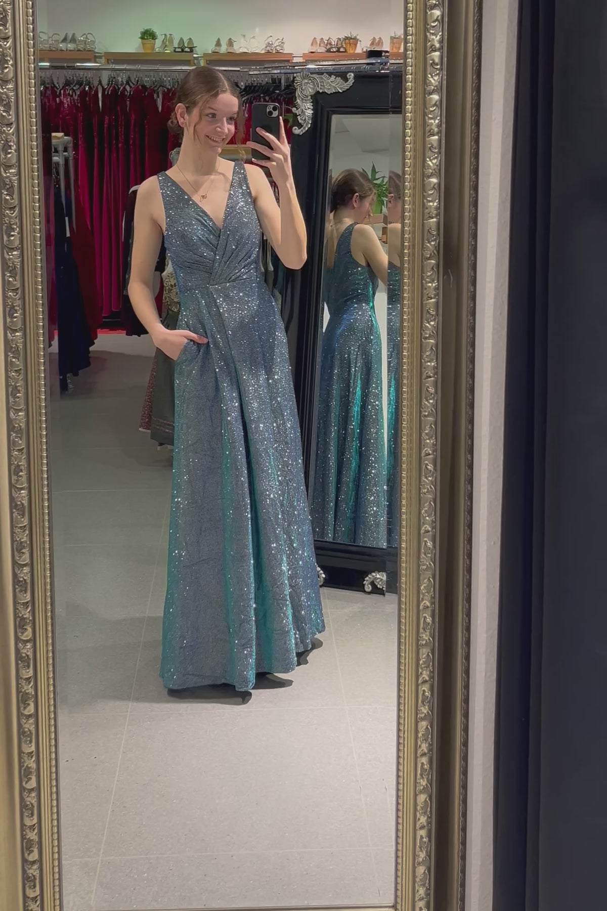 Langes, elegantes Moonlight Kleid, blau - Dein Kleiderladen