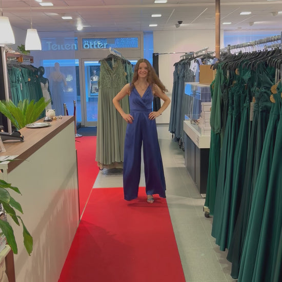 Satin - Jumpsuit royalblau - Dein Kleiderladen