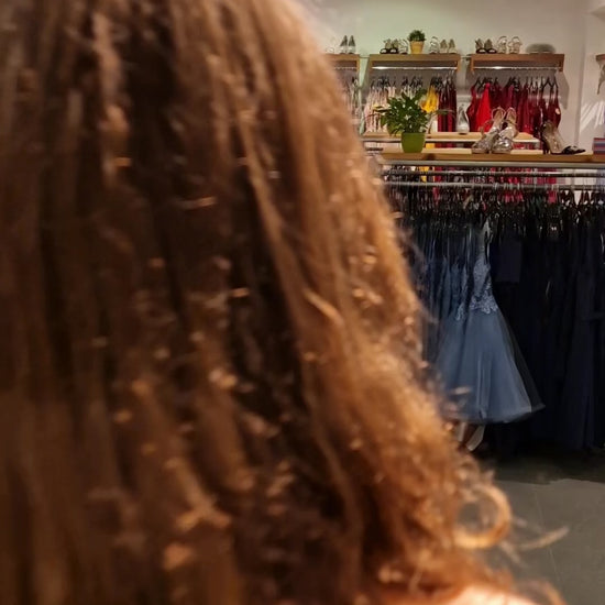 Ballkleid - Satin mit Schnürung, Schlitz und Wasserfallausschnitt, ozeanwelle - Dein Kleiderladen
