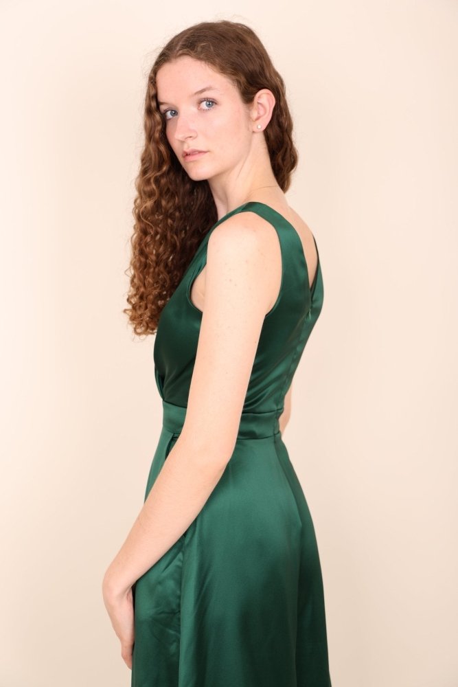 Satin-Jumpsuit, dunkelgrün - Dein Kleiderladen