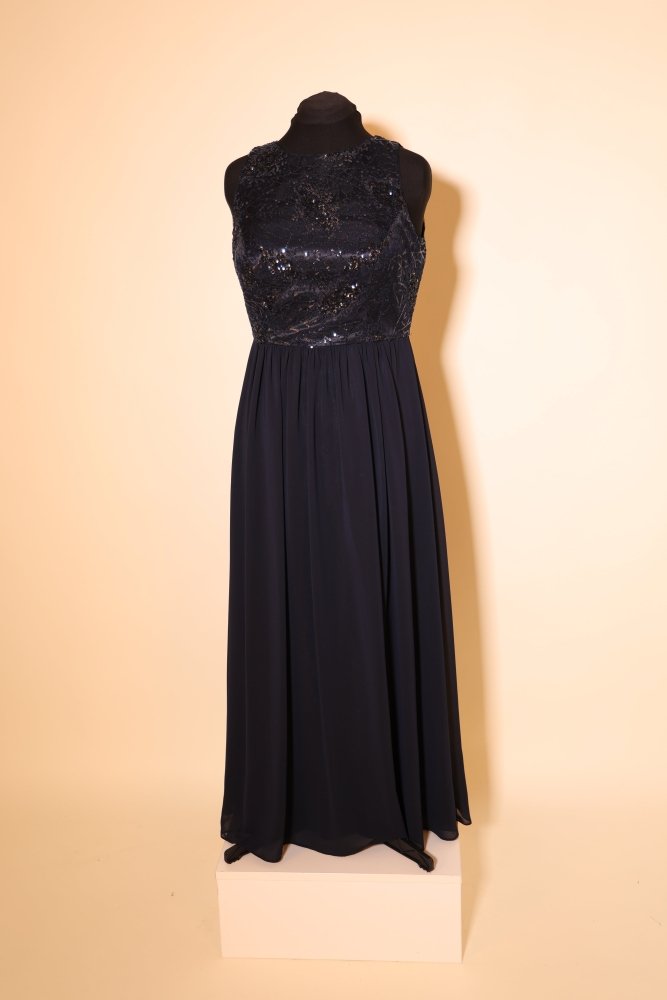 Second Hand Abendkleid mit Pailletten, dunkelblau - Dein Kleiderladen