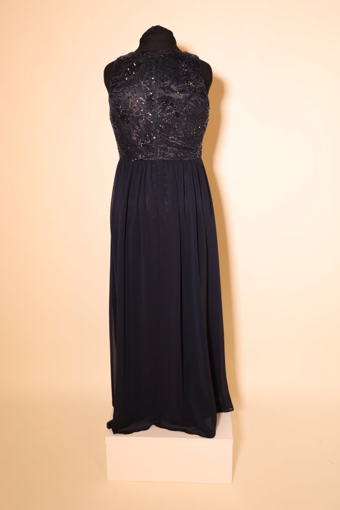 Second Hand Abendkleid mit Pailletten, dunkelblau - Dein Kleiderladen