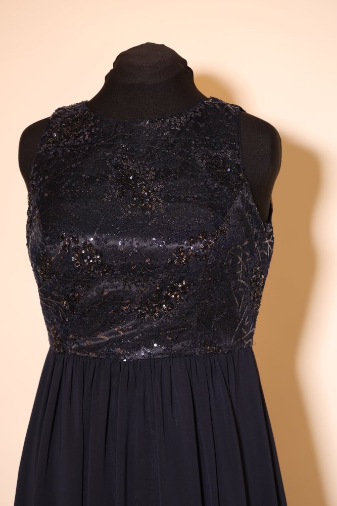 Second Hand Abendkleid mit Pailletten, dunkelblau - Dein Kleiderladen