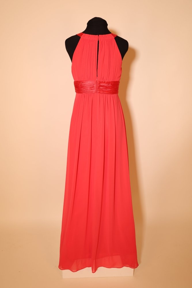 Second Hand Chiffonkleid mit Rundhalsausschnitt, koralle - Dein Kleiderladen