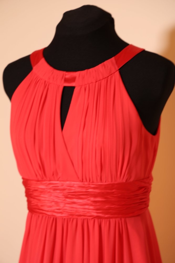 Second Hand Chiffonkleid mit Rundhalsausschnitt, koralle - Dein Kleiderladen