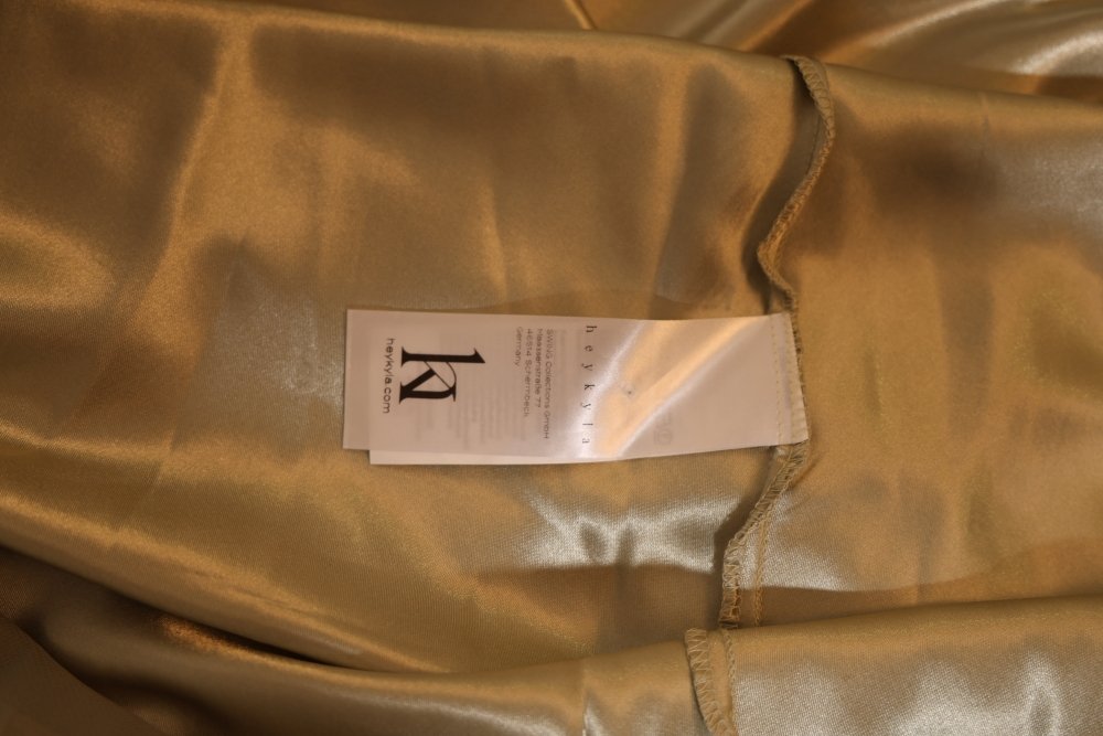 Second Hand elegantes Chiffonkleid mit Glitzeroberteil, oliv - Dein Kleiderladen