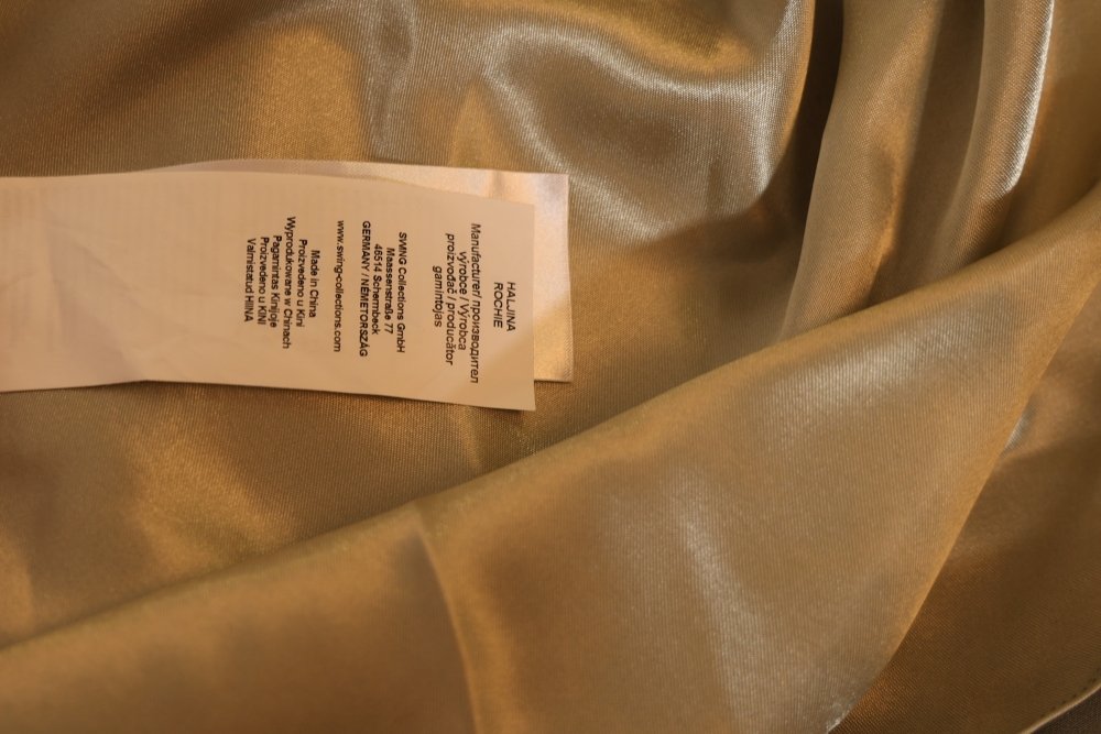 Second Hand elegantes Chiffonkleid mit Glitzeroberteil, oliv - Dein Kleiderladen