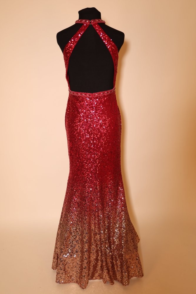 Second Hand enganliegendes Paillettenkleid mit Farbverlauf, rot - Dein Kleiderladen