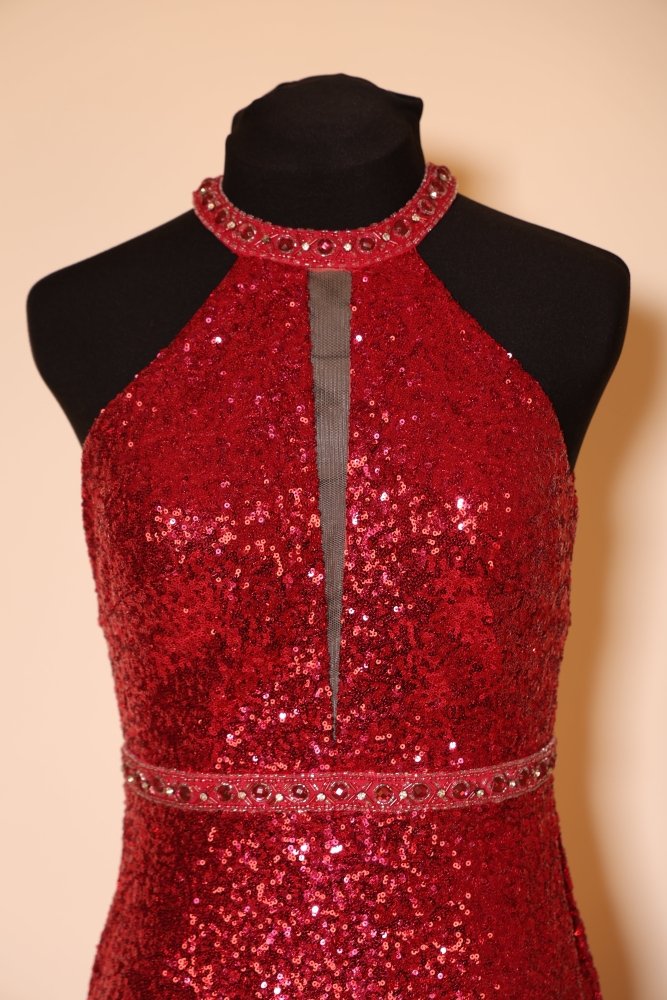 Second Hand enganliegendes Paillettenkleid mit Farbverlauf, rot - Dein Kleiderladen