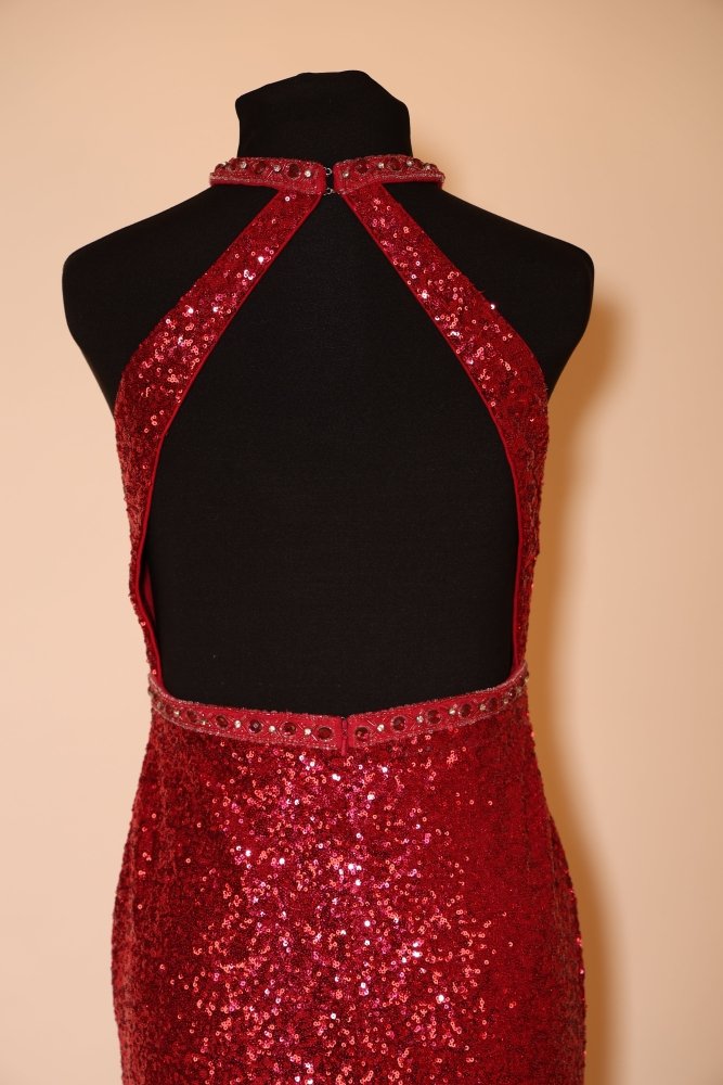 Second Hand enganliegendes Paillettenkleid mit Farbverlauf, rot - Dein Kleiderladen