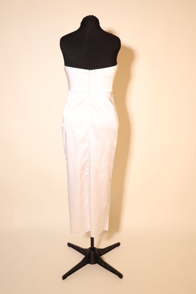 Second Hand enges, trägerloses Midi - Brautkleid mit Raffungen, ivory - Dein Kleiderladen