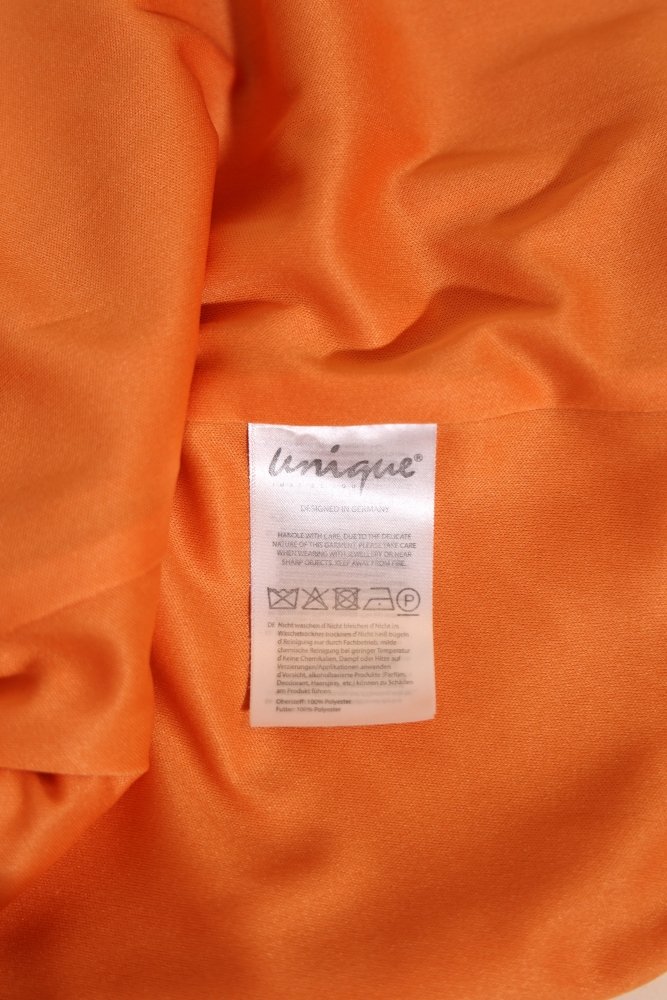 Second Hand figurbetontes, schlichtes Satinkleid mit Wasserfallausschnitt, orange - Dein Kleiderladen